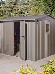 Rowlinson Grey Brentvale 10 x 8ft Metal Garden Apex Shed - Image 1 of 6