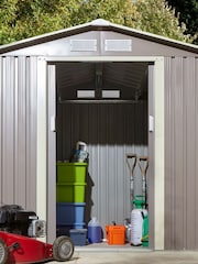 Rowlinson Light Grey Trentvale 6 x 4ft Metal Garden Apex Shed with Foundation Kit - Image 4 of 6