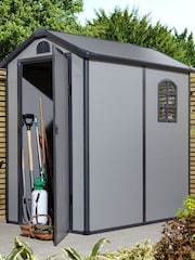 Rowlinson Light Grey 6 x 4ft Airevale Plastic Garden Shed with Foundation Kit - Image 1 of 6