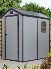 Rowlinson Light Grey 6 x 4ft Airevale Plastic Garden Shed with Foundation Kit - Image 2 of 6