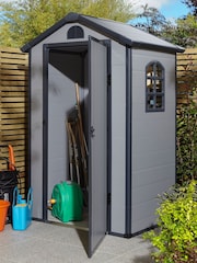 Rowlinson Light Grey 4 x 3ft Airevale Plastic Garden Shed with Foundation Kit - Image 1 of 6