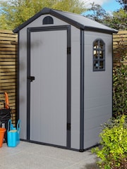 Rowlinson Light Grey 4 x 3ft Airevale Plastic Garden Shed with Foundation Kit - Image 2 of 6