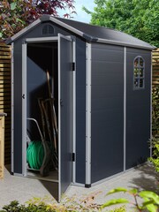 Rowlinson Dark Grey Airevale 4x6ft Plastic Garden Shed Foundation Kit Assembly - Image 1 of 7