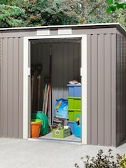Rowlinson Light Grey Trentvale 6 x 4ft Metal Garden Pent Shed with Foundation Kit - Image 1 of 6