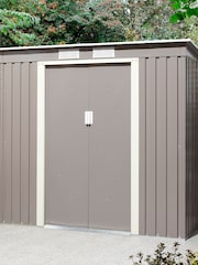 Rowlinson Light Grey Trentvale 6 x 4ft Metal Garden Pent Shed with Foundation Kit - Image 2 of 6