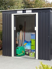 Rowlinson Dark Grey Trentvale 6 x 4ft Metal Garden Pent Shed, Foundation Kit & Assembly - Image 4 of 6