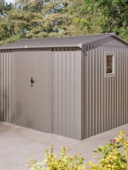 Rowlinson Grey Brentvale 10 x 8ft Metal Garden Apex Shed, Foundation Kit & Assembly - Image 2 of 6