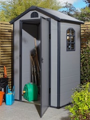 Rowlinson Light Grey Airevale 4 x 3ft Plastic Garden Apex Shed with Assembly - Image 1 of 6