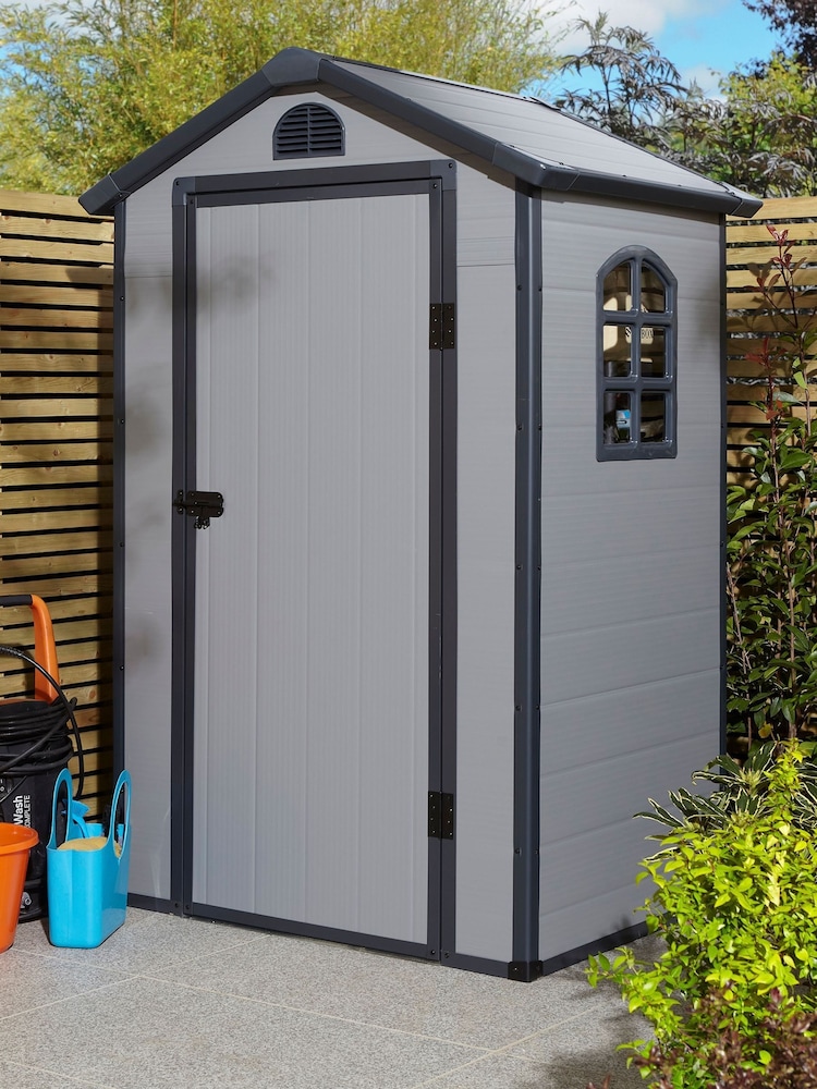 Rowlinson Light Grey Airevale 4 x 3ft Plastic Garden Apex Shed with Assembly - Image 2 of 6