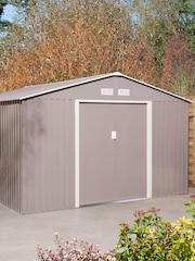 Rowlinson Light Grey Trentvale 10 x 12ft Metal Garden Apex Shed, Foundation Kit & Assembly - Image 2 of 6