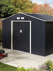Rowlinson Dark Grey Trentvale 10 x 8ft Metal Garden Apex Shed, Foundation Kit & Assembly - Image 2 of 6