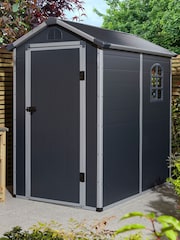 Rowlinson Dark Grey 6 x 4ft Airevale Plastic Garden Shed with Foundation Kit - Image 2 of 6