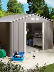 Rowlinson Light Grey Trentvale 10 x 8ft Metal Garden Apex Shed with Foundation Kit - Image 1 of 6