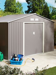 Rowlinson Light Grey Trentvale 10 x 8ft Metal Garden Apex Shed with Foundation Kit - Image 2 of 6
