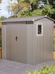 Rowlinson Grey Brentvale 8 x 6ft Metal Garden Shed with Foundation Kit - Image 2 of 6