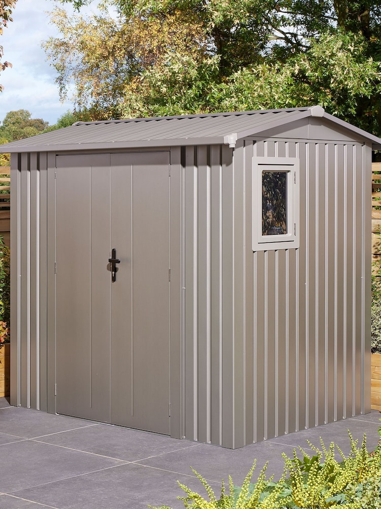Rowlinson Grey Brentvale 8 x 6ft Metal Garden Shed with Foundation Kit - Image 2 of 6