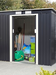 Rowlinson Dark Grey Trentvale 6 x 4ft Metal Garden Pent Shed with Foundation Kit - Image 1 of 6
