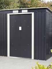 Rowlinson Dark Grey Trentvale 6 x 4ft Metal Garden Pent Shed with Foundation Kit - Image 2 of 6