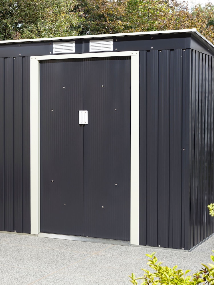 Rowlinson Dark Grey Trentvale 6 x 4ft Metal Garden Pent Shed with Foundation Kit - Image 2 of 6