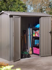 Rowlinson Grey Brentvale 8 x 4ft Metal Garden Shed with Foundation Kit - Image 1 of 6