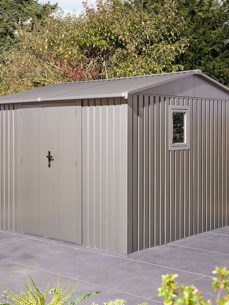 Rowlinson Grey Brentvale 10 x 10ft Metal Garden Apex Shed, Foundation Kit & Assembly - Image 2 of 6