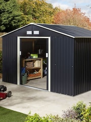 Rowlinson Dark Grey Trentvale 10 x 8ft Metal Garden Apex Shed with Assembly - Image 1 of 6