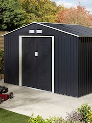Rowlinson Dark Grey Trentvale 10 x 8ft Metal Garden Apex Shed with Assembly - Image 2 of 6
