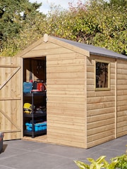 Rowlinson Natural Single Door Shiplap Apex 8x6ft Garden Shed with Window - Image 1 of 6