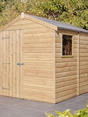 Rowlinson Natural Single Door Shiplap Apex 8x6ft Garden Shed with Window - Image 2 of 6