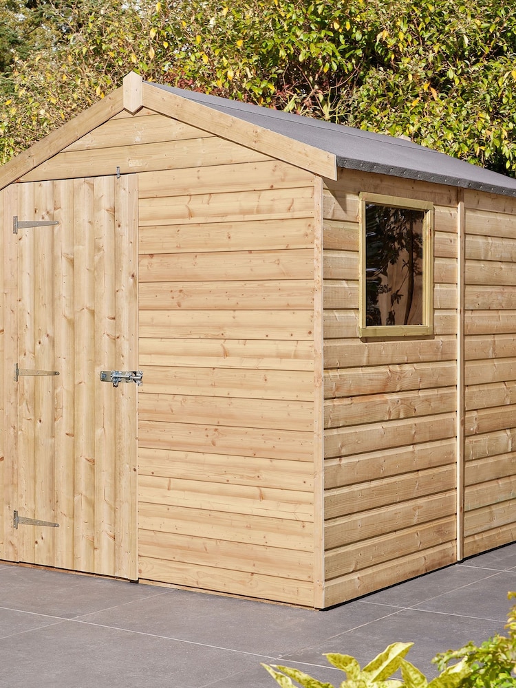Rowlinson Natural Single Door Shiplap Apex 8x6ft Garden Shed with Window - Image 2 of 6