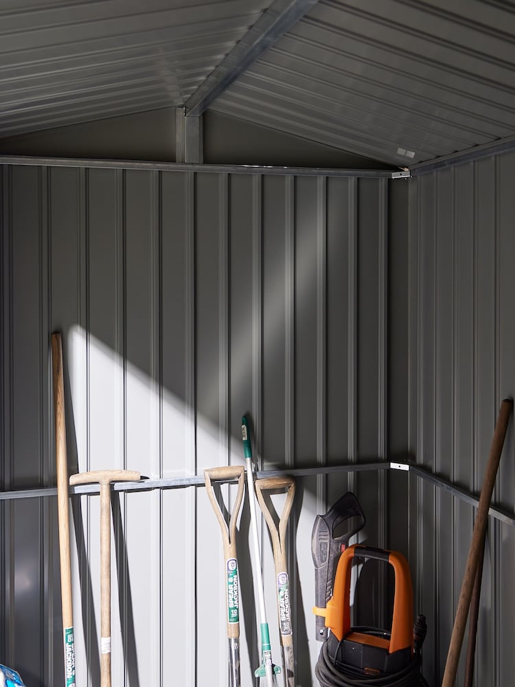 Rowlinson Grey Brentvale 8 x 6ft Metal Garden Apex Shed - Image 6 of 6