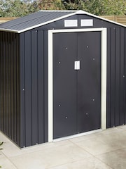 Rowlinson Dark Grey Trentvale 6 x 4ft Metal Garden Apex Shed with Foundation Kit - Image 2 of 6