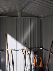Rowlinson Grey Brentvale 8 x 6ft Metal Garden Apex Shed with Assembly - Image 6 of 6