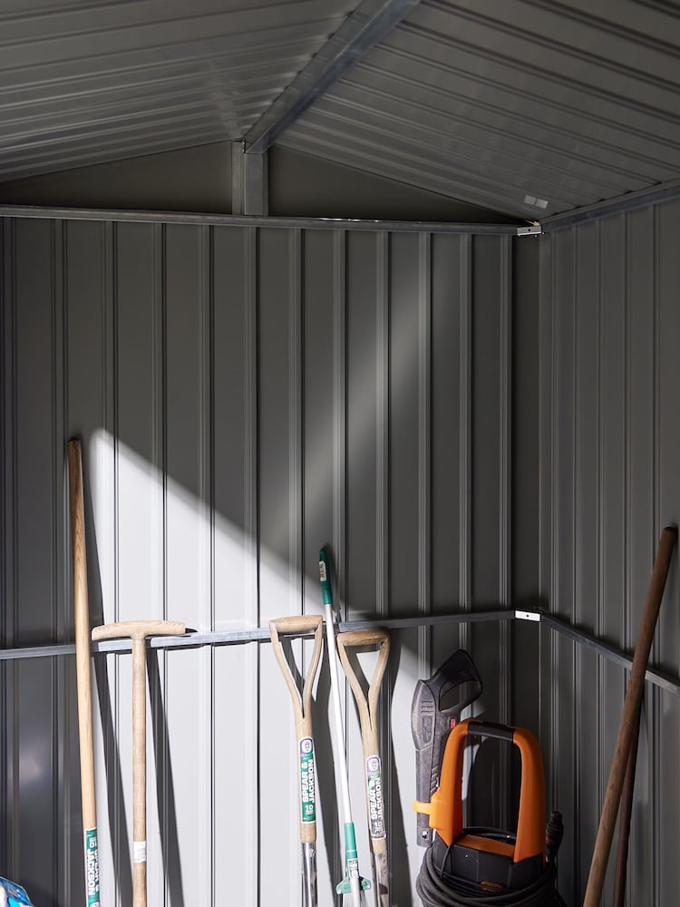 Rowlinson Grey Brentvale 8 x 6ft Metal Garden Apex Shed with Assembly - Image 6 of 6