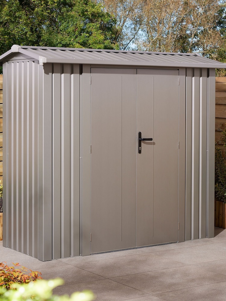 Rowlinson Grey Brentvale 8 x 4ft Metal Garden Apex Shed - Image 2 of 6
