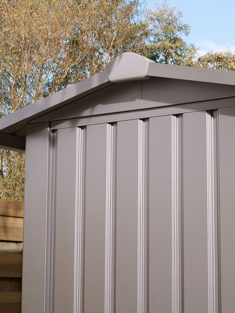 Rowlinson Grey Brentvale 8 x 4ft Metal Garden Apex Shed - Image 6 of 6