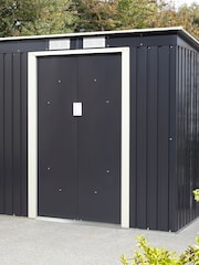 Rowlinson Dark Grey Trentvale 6 x 4ft Metal Garden Pent Shed with Assembly - Image 2 of 6