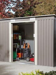 Rowlinson Light Grey Trentvale 8 x 4ft Metal Garden Pent Shed with Foundation Kit - Image 1 of 6