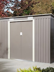 Rowlinson Light Grey Trentvale 8 x 4ft Metal Garden Pent Shed with Foundation Kit - Image 2 of 6