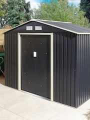 Rowlinson Dark Grey Trentvale 8 x 6ft Metal Garden Apex Shed with Assembly - Image 2 of 6