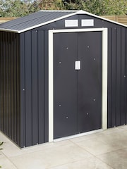 Rowlinson Dark Grey Trentvale 6 x 4ft Metal Garden Apex Shed, Foundation Kit & Assembly - Image 2 of 6