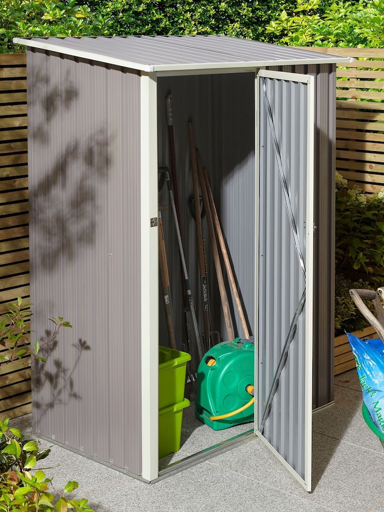 Rowlinson Light Grey Trentvale 5 x 3ft Metal Garden Pent Shed with Assembly - Image 1 of 6