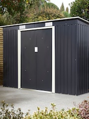 Rowlinson Dark Grey Trentvale 8 x 4ft Metal Garden Pent Shed with Foundation Kit - Image 2 of 6