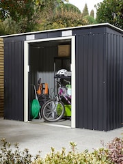 Rowlinson Dark Grey Trentvale 8 x 4ft Metal Garden Pent Shed with Assembly - Image 1 of 6