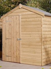 Rowlinson Natural 6 x 4ft Single Door Shiplap Apex Garden Shed - Image 2 of 4