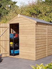 Rowlinson Natural 8 x 6ft Single Door Shiplap Apex Garden Shed - Image 1 of 6