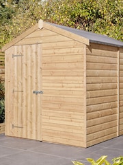 Rowlinson Natural 8 x 6ft Single Door Shiplap Apex Garden Shed - Image 2 of 6