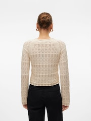 VERO MODA Cream Long Sleeve Crochet Round Neck Top - Image 2 of 6
