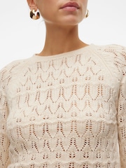 VERO MODA Cream Long Sleeve Crochet Round Neck Top - Image 4 of 6