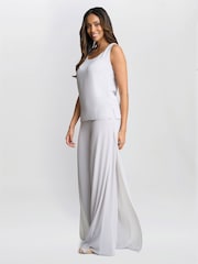 Gina Bacconi Chiffon Layered Slit Trousers - Image 3 of 6